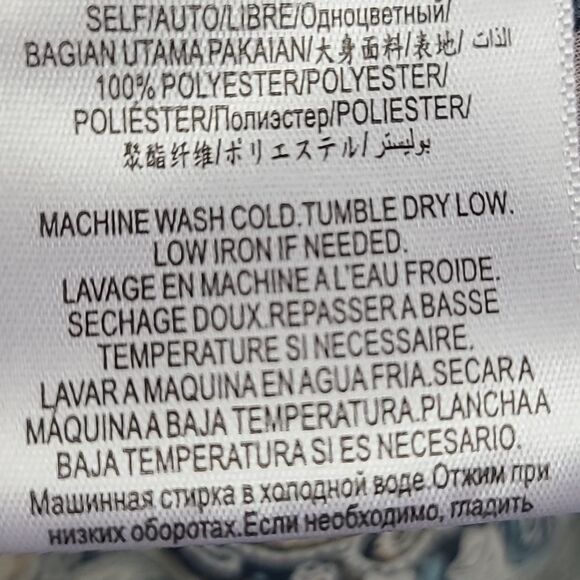 BCBGeneration Women's Sheer Blue Paisley Babydoll Top Long Ruffle Sleeve Blouse - Picture 9 of 13